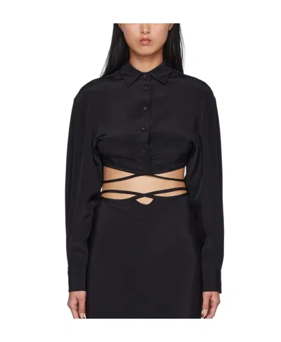 Christopher Esber Cropped Tie-fastening Shirt In Black