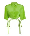 Christopher Esber Cropped Tie-fastening Shirt In Green