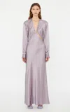 Christopher Esber Crosscut Long-sleeved Silk Dress In Purple