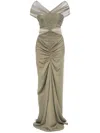 Christopher Esber Crossed Tulle Ruched Dress In Green