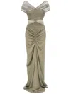 Christopher Esber Crossed Tulle Ruched Dress In Green