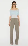 Christopher Esber Crossed Tulle Ribbed Top In Light Blue