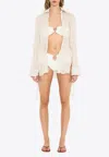 Christopher Esber Crushed Side-tie Long-sleeved Shirt In Cream
