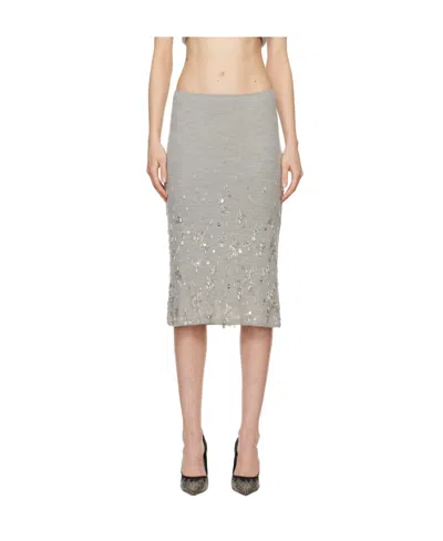 Christopher Esber Crystal Cluster Skirt In Gray