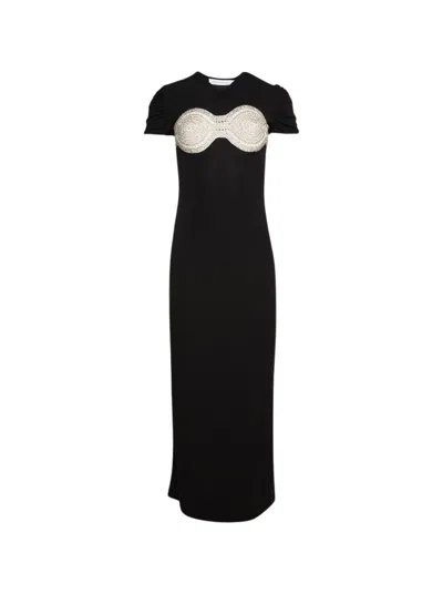 Christopher Esber Crystal Crochet Bra Tee Dress