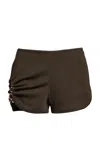 Christopher Esber Crystal Droplet Jersey Shorts In Green