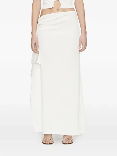 Christopher Esber Crystal Pendant Cascade Asymmetric Skirt In White