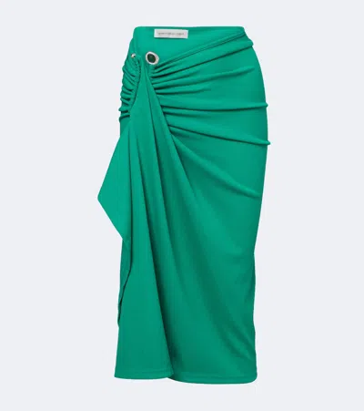 Christopher Esber Crystal Pendant Jersey Midi Skirt In Green