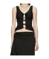 Christopher Esber Crystal Pendant Open Twist Tank In Black
