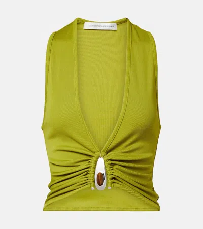 Christopher Esber Crystal Pendant Tank Top In Green