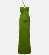 Christopher Esber Crystal Pin Cutaway Embellished Maxi Dress In Green