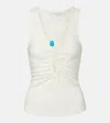 Christopher Esber Crystal Pin Embellished Jersey Tank Top In White