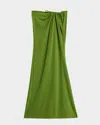 Christopher Esber Crystal-pin Rib Maxi Skirt In Green