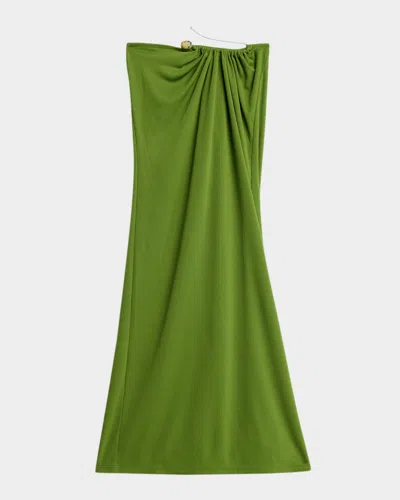 Christopher Esber Crystal-pin Rib Maxi Skirt In Green