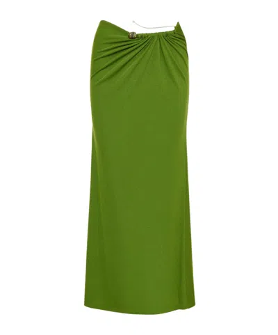 Christopher Esber Crystal Pin Rib Maxi Skirt In Green