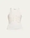 Christopher Esber Crystal Pin Embellished Jersey Tank Top In White