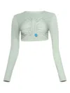 Christopher Esber Crystal-pin Ribbed Top In Green