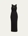 Christopher Esber Crystal-embellished Ruched Stretch-jersey Maxi Dress In Black