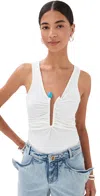 Christopher Esber Crystal Pin Embellished Jersey Tank Top In White