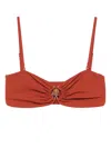 Christopher Esber Ruched Bandeau Bikini Top In Orange