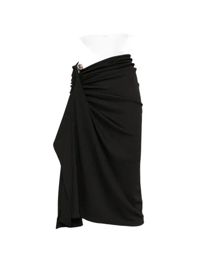 Christopher Esber Crystal-clasp Cascade Midi Skirt In Black