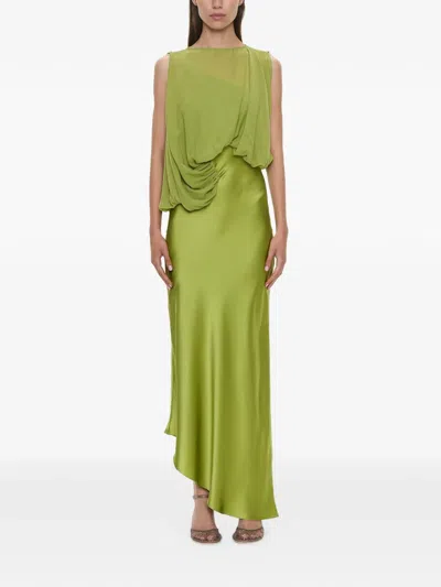Christopher Esber Cumulus Draped Asymmetric Dress In Brown