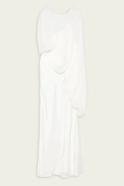 Christopher Esber Cumulus Draped Sleeve Dress In White