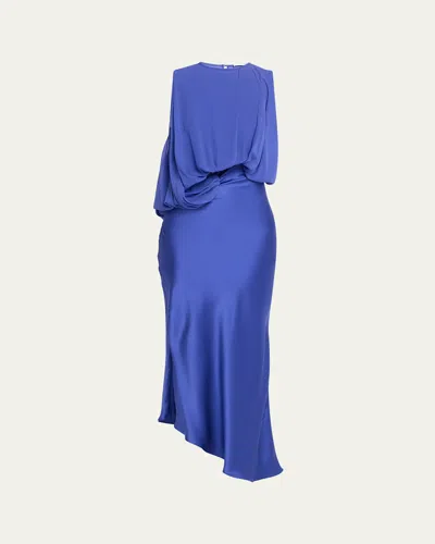 Christopher Esber Cumulus Draped Sleeveless Midi Dress In Blue