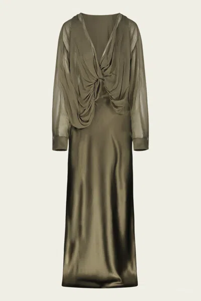 Christopher Esber Cumulus Shirt Dress In Eucalypt In Green