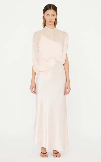 Christopher Esber Cumulus Silk Midi Dress In Light Pink