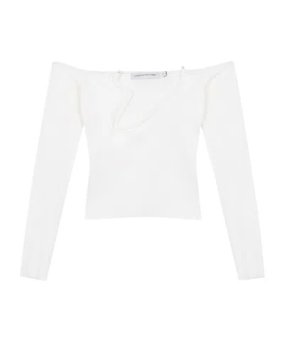 Christopher Esber Curved Knit Long-sleeved Cover-up In White