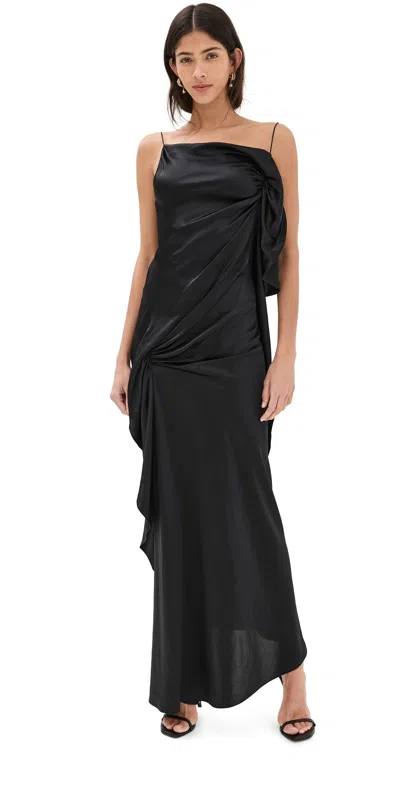 Christopher Esber Cusco Draped Silk Satin Maxi Dress In Black