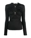 Christopher Esber Orbit Ruched Cutout Long-sleeve Ribbed Top In Black