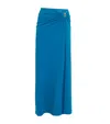 Christopher Esber Orbit Embellished Ruched Stretch-jersey Maxi Skirt In Blue