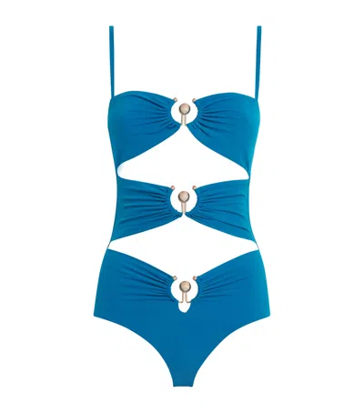 Christopher Esber Cut-out Orbit Swimsuit In Blue