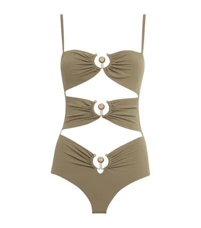 Christopher Esber Cut-out Orbit Swimsuit In Green