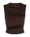 Christopher Esber Slashed Knit Top In Mahogany In Black