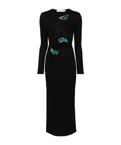Christopher Esber Cut-out Ribbed Maxi Dress In Black
