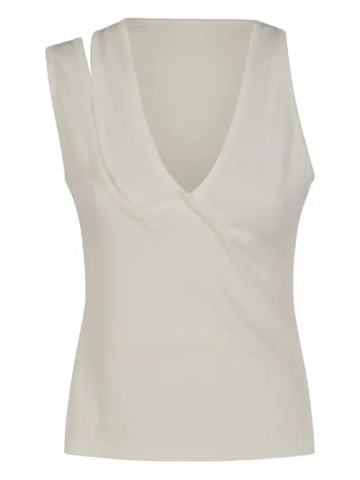 Christopher Esber Cut-out Ribbed Top In White
