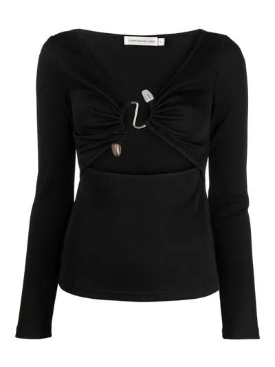 Christopher Esber Cut-out Ribbed Top In Black
