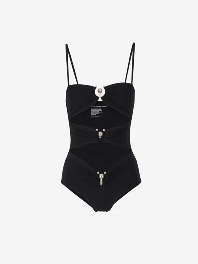 Christopher Esber Cut Out Swimsuit In Characteristic Brass Orbital Details