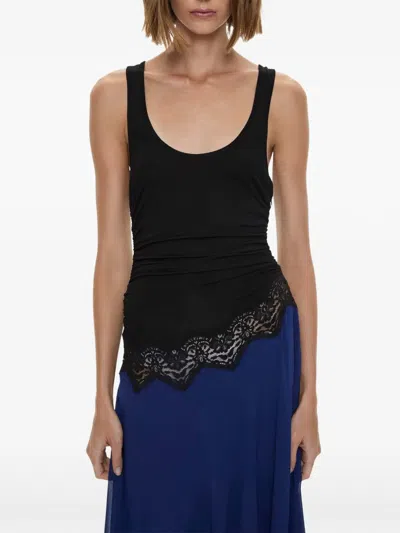 Christopher Esber Cutaway Lace-panelled Handkerchief-hem Midi Dress In Blue