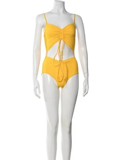 Pre-owned Christopher Esber Cutout Accent One-piece In Yellow