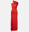 Christopher Esber Cutout Draped One-shoulder Gown In Red