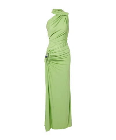 Christopher Esber Cutout Embellished Draped Maxi Dress In Brown