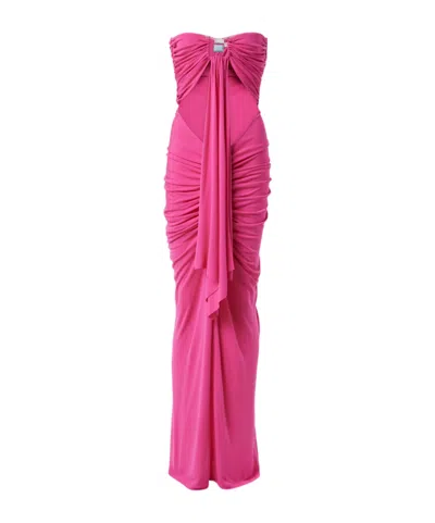 Christopher Esber Embellished Cutout Jersey Maxi Dress In Pink