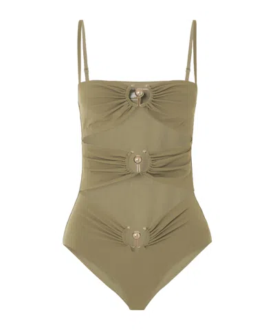 Christopher Esber Cutout Gold Ring Swimsuit In Black