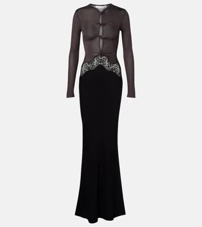 Christopher Esber Cutout Lace-trimmed Maxi Dress In Black