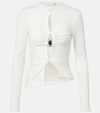 Christopher Esber Cutout Ribbed-knit Jersey Top In White