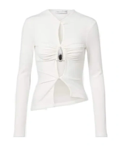 Christopher Esber Cutout Ribbed-knit Jersey Top In White